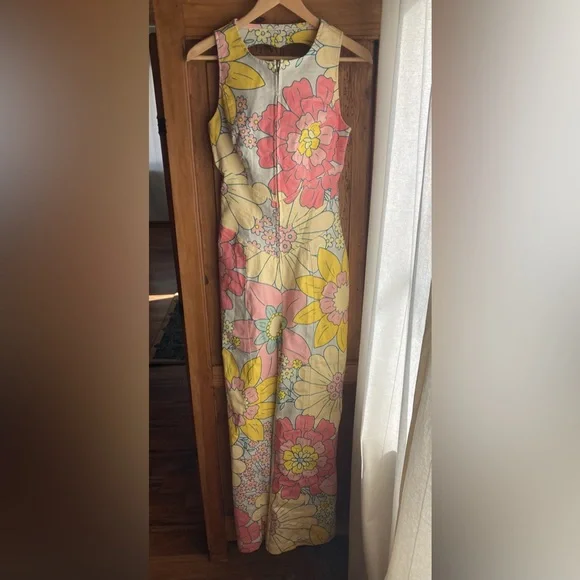 One of a kind hand sewn Revice Hollywood Heartthrob floral jumpsuit w/<3 cutout